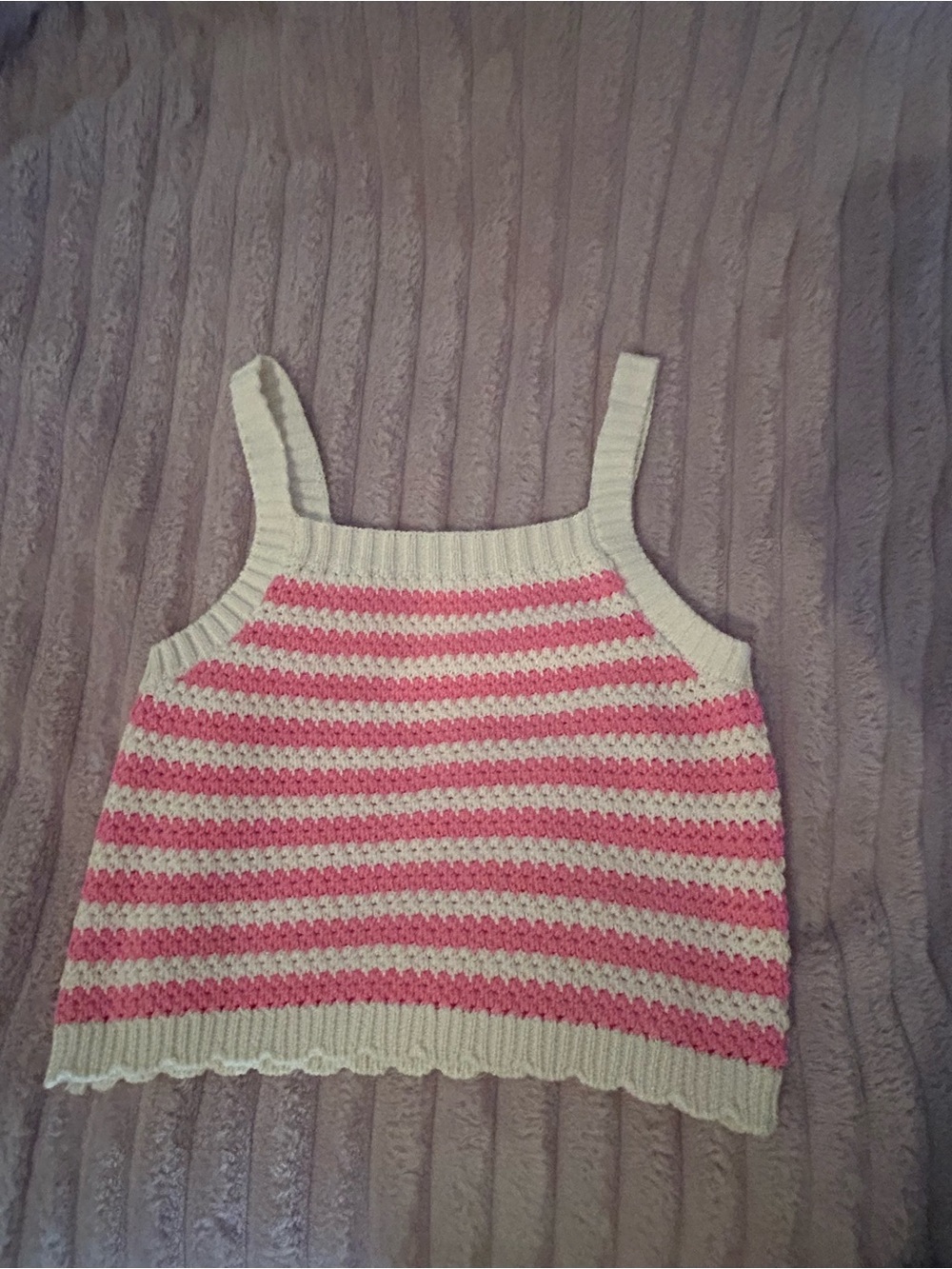 Cat & Jack Pink and Cream Striped Crochet Tank